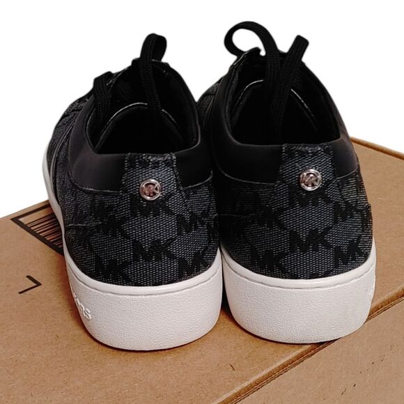 Michael Kors Juno Stripe Logo Print Lace Up Sneakers Black Grey 9.5 - Picture 4 of 7